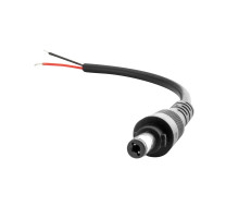 Napájecí kabel s konektorem DC 5,5 x 2,1mm, 1x vidlice, 15cm, 24V, 5A, AWG20, černý se zámkem Napájecí kabel s konektorem DC 5,5 x 2,1mm, 1x vidlice, 15cm, 24V, 5A, AWG20, černý se zámkem