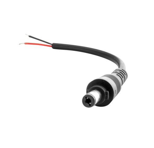 Napájecí kabel s konektorem DC 5,5 x 2,1mm, 1x vidlice, 15cm, 24V, 5A, AWG20, černý se zámkem Napájecí kabel s konektorem DC 5,5 x 2,1mm, 1x vidlice, 15cm, 24V, 5A, AWG20, černý se zámkem