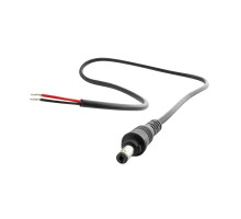 Napájecí kabel s konektorem DC 5,5 x 2,1mm, 1x vidlice, 50cm, 24V, 5A, AWG20, černý se zámkem