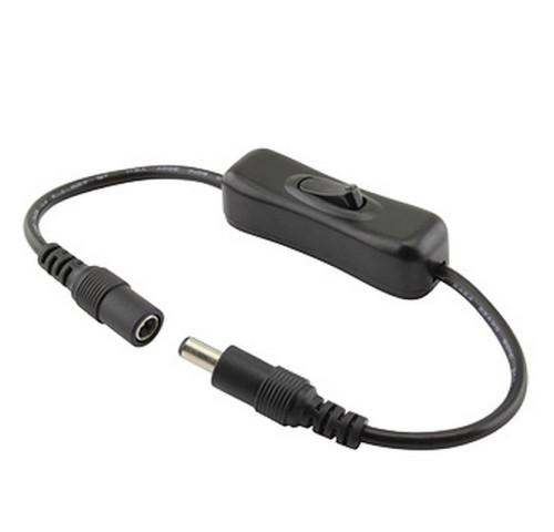 Kabel s vypínačem a konektory DC 5,5 x 2,1mm, 2x 15cm, černý