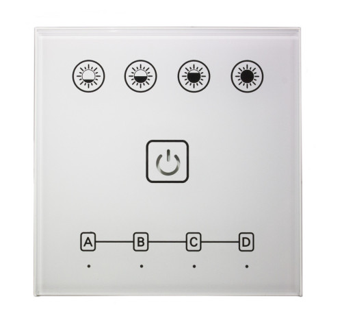 RF stmívač 4-zónový, panel dotykový, do zdi - 4739220 RF stmívač 4-zónový, panel dotykový, do zdi - 4739220