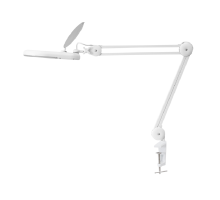 LED stolní lupa s osvětlením, 8D, 3X, se svorkou, bílá- FKtechnics