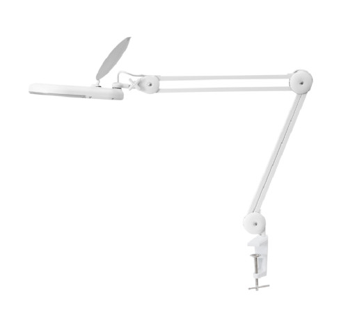 LED stolní lupa s osvětlením, 8D, 3X, se svorkou, bílá- FKtechnics