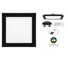 LED vestavné svítidlo RAFA, WSQ - 6W, 3000 - 6000K, 490Lm, hranaté, černé