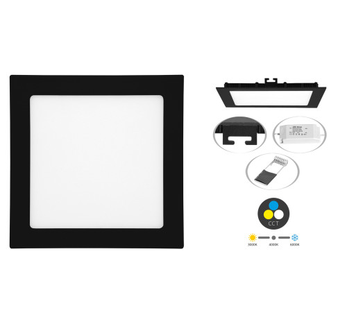 LED vestavné svítidlo RAFA, WSQ - 12W, 3000 - 6000K, 960Lm, hranaté, černé LED vestavné svítidlo RAFA, WSQ - 12W, 3000 - 6000K, 960Lm, hranaté, černé