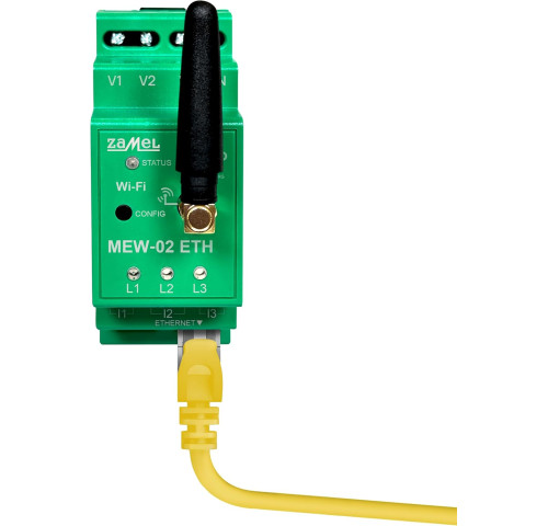 MEW-02 ETH - Oboustranné nepřímé měření spotřeby elektřiny s Wi-Fi a přes internet