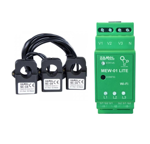 MEW-01 Lite - Nepřímé měření spotřeby elektřiny s Wi-Fi a přes internet, vnitřní anténa, 3 fáze, 100 A