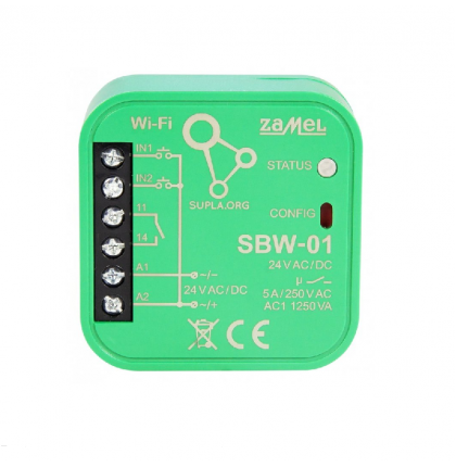 SBW-01 - Wi-Fi ovládání 1 brány, vrat, branky, SUPLA, 2 vstupy pro indikací koncových poloh