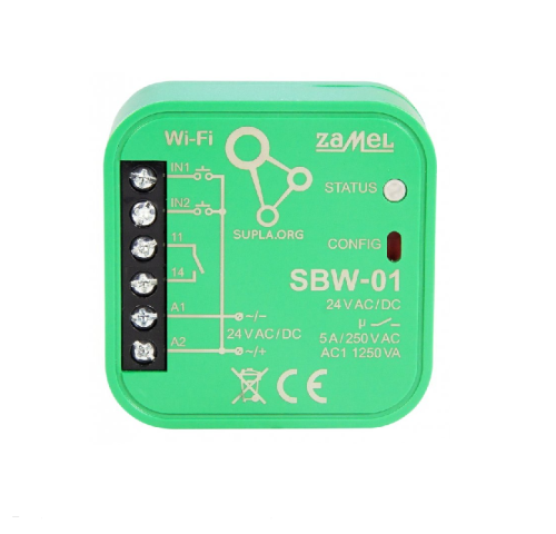 SBW-01 - Wi-Fi ovládání 1 brány, vrat, branky, SUPLA, 2 vstupy pro indikací koncových poloh