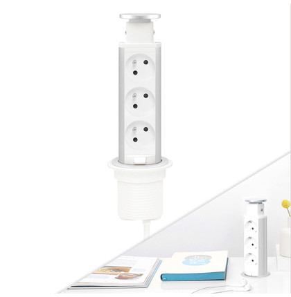 Přípojný zásuvkový sloupek pro desku stolu 3x 230V, pr. 60 mm Přípojný zásuvkový sloupek pro desku stolu 3x 230V, pr. 60 mm