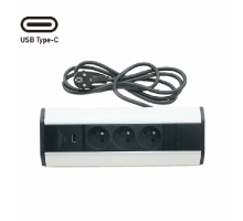 Rohová zásuvková lišta 3x 230V + USB A 3,1 A + USB C 15,5 W