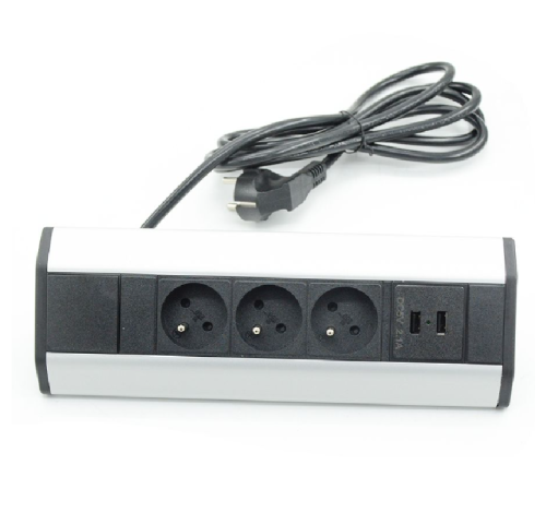 Rohová zásuvková lišta 3x 230V + 2 USB