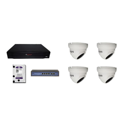 CP-UNSA-4CAM50D Sada kamerového systému 5.0 Mpix, včetně NVR, PoE switche a HDD 1 TB