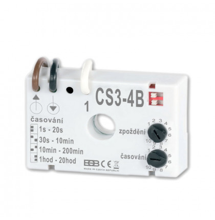 CS3-4B Časový spínač pro ventilátory s možností zpoždění a v zapojení BEZ NULOVÉHO vodiče.