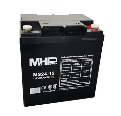 MHPower MS24-12 olověný akumulátor AGM 12V/24Ah, Terminál T1 - M6 MHPower MS24-12 olověný akumulátor AGM 12V/24Ah, Terminál T1 - M6