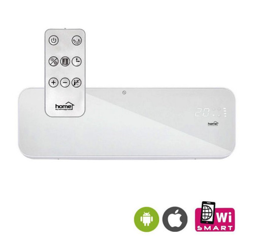 Smart PTC nástěnné topidlo s LED displejem a DO, WiFi, 1000W / 2000W, sklo