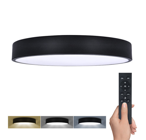 Solight LED osvětlení s dálkový ovladačem LECCE, 50W, 3100lm, 40cm, změna chromatičnosti, stmívatelné, černá