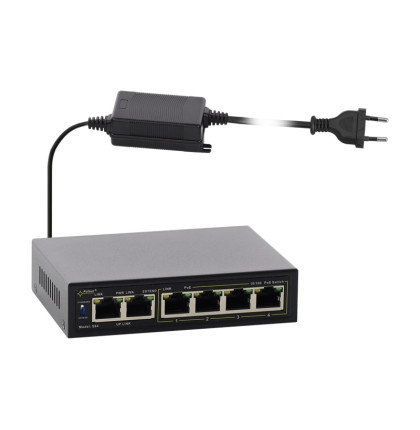 S64-40W 6portový switch – 4x PoE 10/100Mbps + 2x uplink RJ45 10/100Mbps, PoE… S64-40W 6portový switch – 4x PoE 10/100Mbps + 2x uplink RJ45 10/100Mbps, PoE…