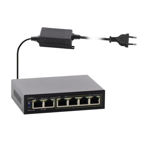 S64-40W 6portový switch – 4x PoE 10/100Mbps + 2x uplink RJ45 10/100Mbps, PoE…