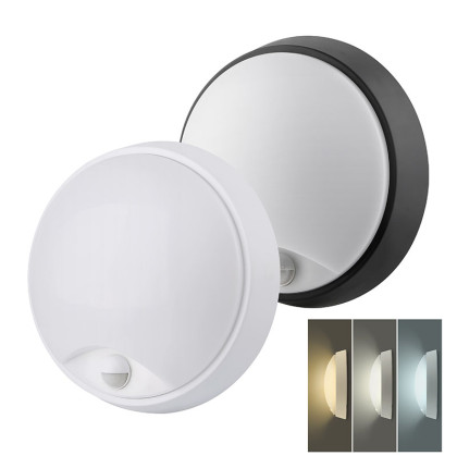 Solight LED venkovní osvětlení se senzorem, 3 CCT,  15/18/20W, 1800lm, 22cm, 2v1 - bílý a černý kryt
