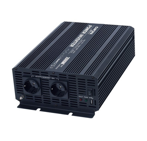Měnič napětí Carspa CAR2KUR-24 24V/230V+USB 2000W, modifikovaná sinus