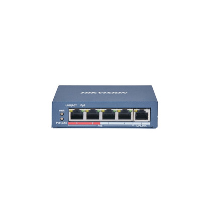 DS-3E0105P-E(B) 4x POE | 5x 100 Mb | výkon 60 W | bez managementu | dosah až 250 m / 10 Mb