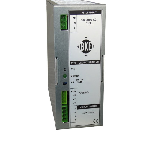 Napájecí zdroj/nabíječ na DIN lištu BKE JS-300-275/DIN2_CH_ODP, 27.5V, 300W, 10 A, spínaný Napájecí zdroj/nabíječ na DIN lištu BKE JS-300-275/DIN2_CH_ODP, 27.5V, 300W, 10 A, spínaný