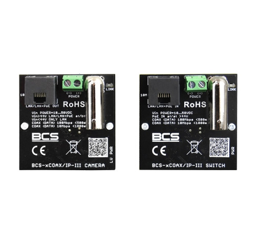 BCS-xCOAX/IP-III Sada převodníků pro přenos LAN a PoE po koaxiálním kabelu. Napájení:… BCS-xCOAX/IP-III Sada převodníků pro přenos LAN a PoE po koaxiálním kabelu. Napájení:…