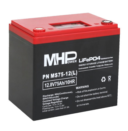 MHPower MS75-12(L) Lithium baterie LiFePO4 12V/75Ah, Terminál LC5 - M8