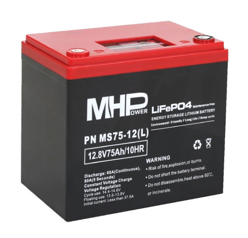 MHPower MS75-12(L) Lithium baterie LiFePO4 12V/75Ah, Terminál LC5 - M8