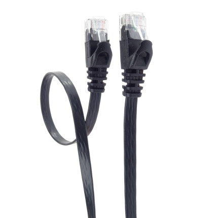 PremiumCord Plochý patch kabel UTP RJ45-RJ45 CAT6 0.5m černá