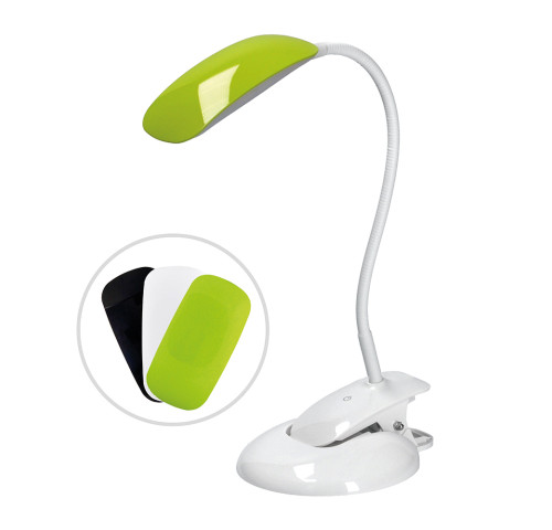 Solight LED stmívatelná lampička 2v1, podstavec i klip, 5W 4000K, 3 barevné kryty