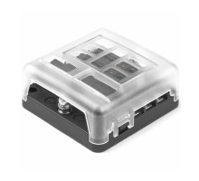 Distribuční blok - 6 pojistek, kladný i záporný pól /pojistkový držák/