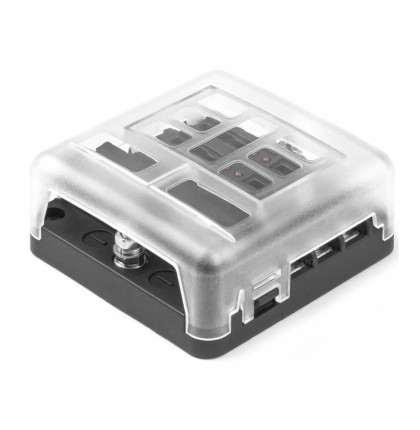 Distribuční blok - 6 pojistek, kladný i záporný pól /pojistkový držák/ Distribuční blok - 6 pojistek, kladný i záporný pól /pojistkový držák/