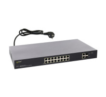 SFG116 16portový switch – 16x PoE 1Gbps + 2x uplink RJ45 1Gbps + 2x uplink SFP…