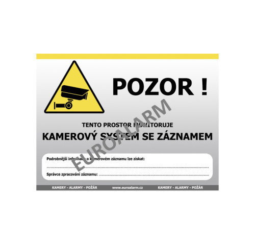 Samolepka CCTV - velká venkovní 154x100 Povinné označení monitorovaného prostoru. Text: Samolepka CCTV - velká venkovní 154x100 Povinné označení monitorovaného prostoru. Text: