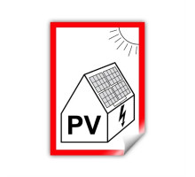 PV symbol na fotovoltaiku 75x105 mm UV lamino - matné PV symbol na fotovoltaiku 75x105 mm UV lamino - matné