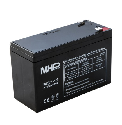 MHPower MS7-12 olověný akumulátor AGM 12V/7Ah, Faston F2 - 6,3mm