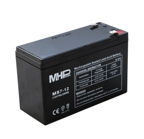 MHPower MS7-12 olověný akumulátor AGM 12V/7Ah, Faston F2 - 6,3mm