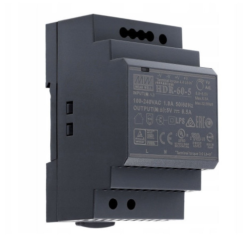 MEAN WELL HDR-60-15 Průmyslový napájecí spínaný zdroj 15V 60W na DIN