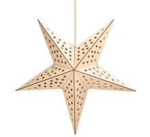 Solight LED dřevěná vánoční hvězda, závěsná, časovač, 20x LED, 65cm, 2x AA