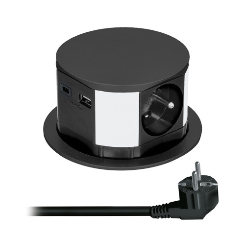 Solight 3z + USB A+C výsuvný blok zásuvek, 2m, černý Solight 3z + USB A+C výsuvný blok zásuvek, 2m, černý