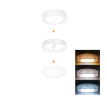 Solight LED mini panel koupelnový 2v1, 3CCT, podhledový/přisazený, 12W, 1020lm, IP54, bílá, kulatý