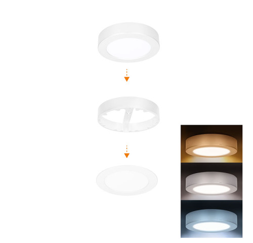 Solight LED mini panel koupelnový 2v1, 3CCT, podhledový/přisazený, 12W, 1020lm, IP54, bílá, kulatý Solight LED mini panel koupelnový 2v1, 3CCT, podhledový/přisazený, 12W, 1020lm, IP54, bílá, kulatý