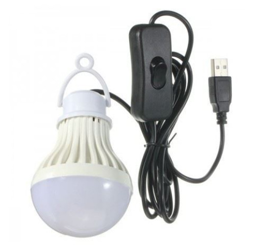 LED žárovka závěsná 5V/5W, 10× LED5730, bílá, kabel 1,3m USB, kemping