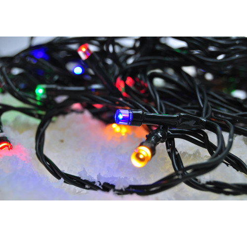 Solight LED venkovní vánoční řetěz, 200 LED, 20m, přívod 5m,  8 funkcí, časovač, IP44, vícebarevný