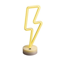 Dekorativní LED neon na stojanu Blesk bílý