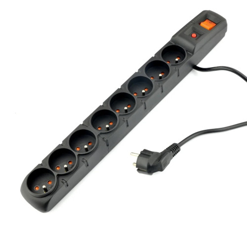 Acar S8 3m kabel, 8 zásuvek, přepěťová ochrana, černá Acar S8 3m kabel, 8 zásuvek, přepěťová ochrana, černá