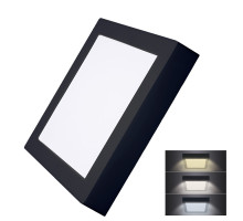 Solight LED mini panel CCT, přisazený, 18W, 1530lm, 3000K, 4000K, 6000K, čtvercový, černá barva