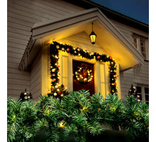 Solight LED vánoční girlanda s jehličím, 7m, 112x LED, časovač, 230V, IP44